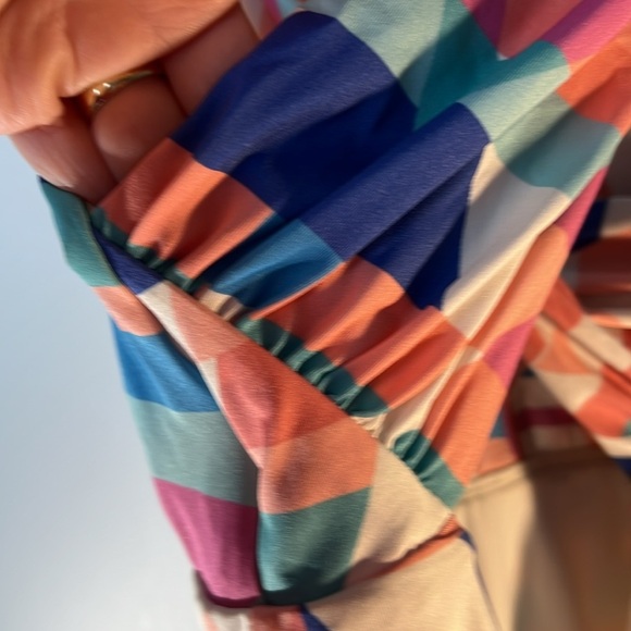 EUC ModCloth One Piece Pastel Geometric High Rise Pin Up Swimsuit Medium - Picture 8 of 13